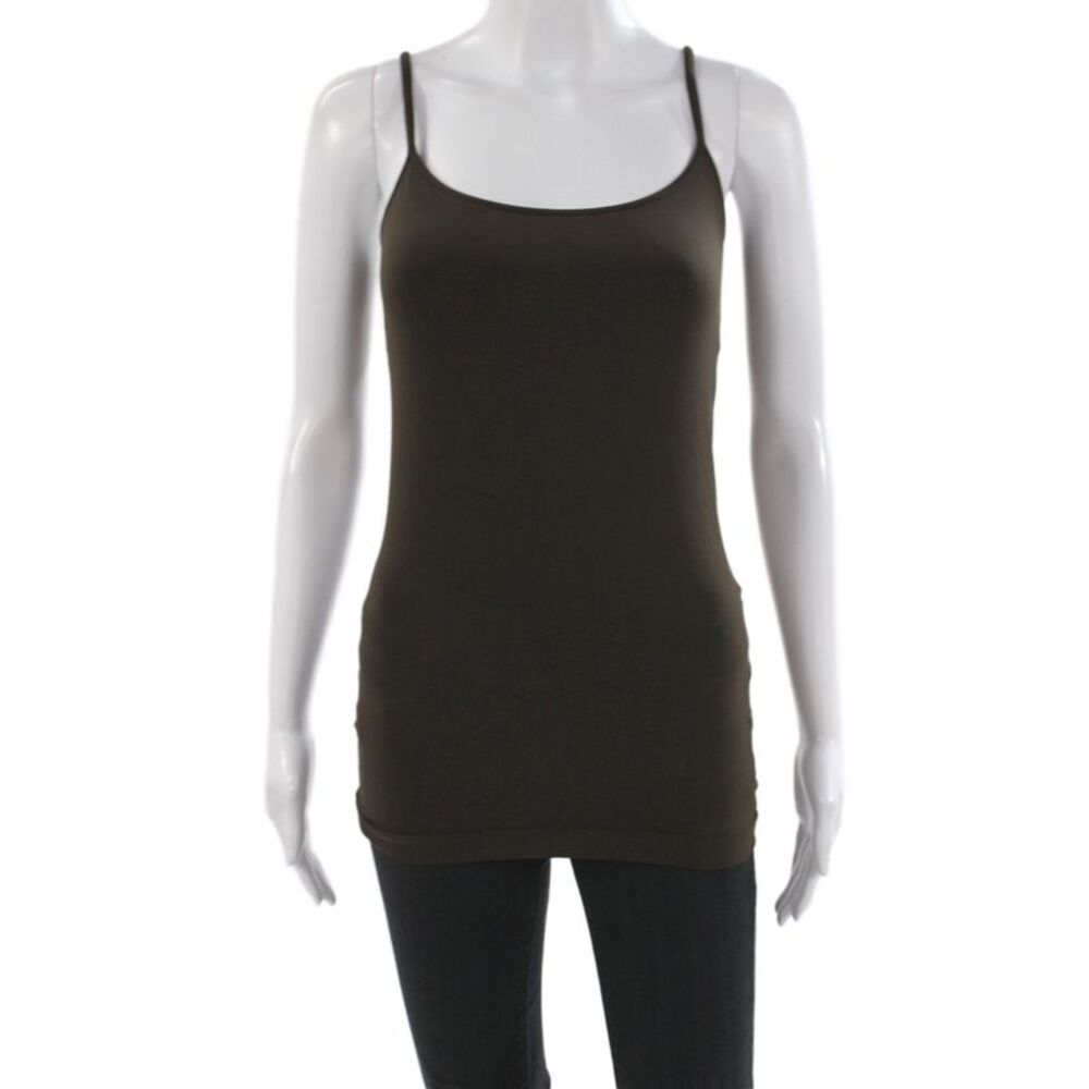 Bordeaux Women Tank Scoop Neck Brown 90% Nylon Sleeveless Size One Size
